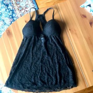 Black lace baby doll push-up top lingerie with cup support